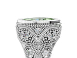 Platinum Bezel Set Fancy Green Marquise Cut Diamond Milgrain Band Ring_17