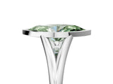 Platinum Bezel Set Fancy Green Marquise  Cut Solitaire Ring with Tapered Band
