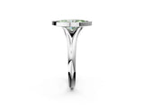 Platinum Bezel Set Fancy Green Marquise  Solitaire Diamond Ring with Smooth Band 3