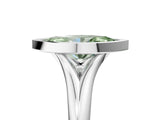 Platinum Bezel Set Fancy Green Marquise  Solitaire Diamond Ring with Smooth Band