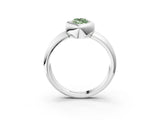 Platinum Bezel Set Fancy Green Marquise  Solitaire Ring with Wide Band 4