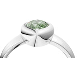 Platinum Bezel Set Fancy Green Marquise  Solitaire Ring with Wide Band 5