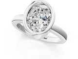 Platinum Bezel Set Fancy Green Oval Cut Solitaire Engagement Ring with Classic Band_7