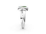 Platinum Bezel Set Fancy Green Oval  Solitaire Ring with Wide Band 3