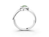 Platinum Bezel Set Fancy Green Pear  Solitaire Ring with Wide Band 3