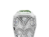 Platinum Bezel Set Fancy Green Princess Cut Diamond Milgrain Band Ring_11