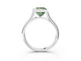 Platinum Bezel Set Fancy Green Princess  Cut Solitaire Ring with Tapered Band 3
