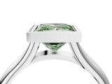 Platinum Bezel Set Fancy Green Princess  Solitaire Diamond Ring with Smooth Band 5
