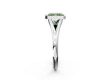 Platinum Bezel Set Fancy Green Radiant  Cut Solitaire Ring with Tapered Band 2