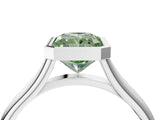 Platinum Bezel Set Fancy Green Radiant  Cut Solitaire Ring with Tapered Band 4