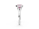 Platinum Bezel Set Fancy Pink Asscher  Cut Solitaire Ring with Tapered Band 2