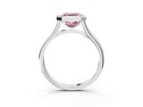 Platinum Bezel Set Fancy Pink Asscher  Cut Solitaire Ring with Tapered Band 3