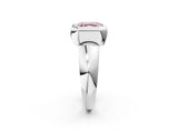 Platinum Bezel Set Fancy Pink Asscher  Solitaire Ring with Wide Band 3