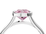 Platinum Bezel Set Fancy Pink Cushion  Cut Solitaire Ring with Tapered Band 4