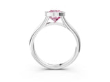 Platinum Bezel Set Fancy Pink Cushion  Solitaire Diamond Ring with Smooth Band 4