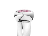 Platinum Bezel Set Fancy Pink Cushion  Solitaire Ring with Wide Band