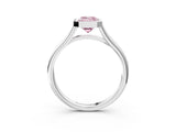 Platinum Bezel Set Fancy Pink Emerald  Cut Solitaire Ring with Tapered Band 3
