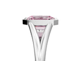 Platinum Bezel Set Fancy Pink Emerald  Cut Solitaire Ring with Tapered Band 5