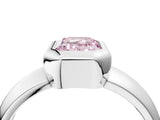 Platinum Bezel Set Fancy Pink Emerald  Solitaire Ring with Wide Band 4