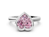 Platinum Bezel Set Fancy Pink Heart Cut Solitaire Engagement Ring with Classic Band_6