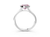 Platinum Bezel Set Fancy Pink Heart  Cut Solitaire Ring with Tapered Band 5