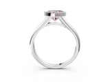 Platinum Bezel Set Fancy Pink Heart  Solitaire Diamond Ring with Smooth Band 3