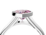 Platinum Bezel Set Fancy Pink Heart  Solitaire Diamond Ring with Smooth Band 4