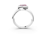 Platinum Bezel Set Fancy Pink Heart  Solitaire Ring with Wide Band 4