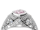 Platinum Bezel Set Fancy Pink Marquise Cut Diamond Milgrain Band Ring_16