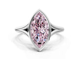 Platinum Bezel Set Fancy Pink Marquise  Cut Solitaire Ring with Tapered Band 1