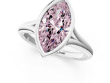 Platinum Bezel Set Fancy Pink Marquise  Solitaire Diamond Ring with Smooth Band 1