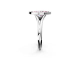 Platinum Bezel Set Fancy Pink Marquise  Solitaire Diamond Ring with Smooth Band 2