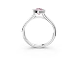 Platinum Bezel Set Fancy Pink Marquise  Solitaire Diamond Ring with Smooth Band 3