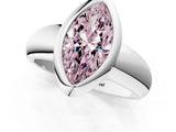 Platinum Bezel Set Fancy Pink Marquise  Solitaire Ring with Wide Band 2