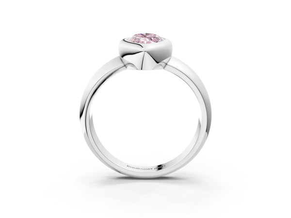 Platinum Bezel Set Fancy Pink Marquise  Solitaire Ring with Wide Band