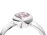 Platinum Bezel Set Fancy Pink Marquise  Solitaire Ring with Wide Band 5