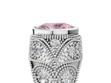 Platinum Bezel Set Fancy Pink Oval Cut Diamond Milgrain Band Ring_11