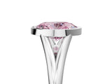 Platinum Bezel Set Fancy Pink Oval  Cut Solitaire Ring with Tapered Band 5