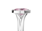 Platinum Bezel Set Fancy Pink Oval  Solitaire Diamond Ring with Smooth Band 1