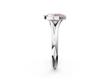 Platinum Bezel Set Fancy Pink Oval  Solitaire Diamond Ring with Smooth Band 4