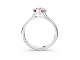 Platinum Bezel Set Fancy Pink Oval  Solitaire Diamond Ring with Smooth Band 5