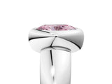 Platinum Bezel Set Fancy Pink Oval  Solitaire Ring with Wide Band 5
