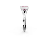 Platinum Bezel Set Fancy Pink Princess  Solitaire Diamond Ring with Smooth Band 3