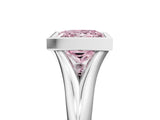 Platinum Bezel Set Fancy Pink Princess  Solitaire Diamond Ring with Smooth Band