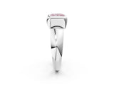 Platinum Bezel Set Fancy Pink Princess  Solitaire Ring with Wide Band 3