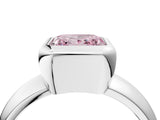 Platinum Bezel Set Fancy Pink Princess  Solitaire Ring with Wide Band 5