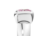 Platinum Bezel Set Fancy Pink Princess  Solitaire Ring with Wide Band