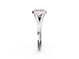Platinum Bezel Set Fancy Pink Radiant  Cut Solitaire Ring with Tapered Band 2