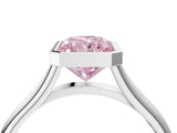 Platinum Bezel Set Fancy Pink Radiant  Cut Solitaire Ring with Tapered Band 4