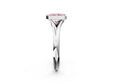 Platinum Bezel Set Fancy Pink Radiant  Solitaire Diamond Ring with Smooth Band 3